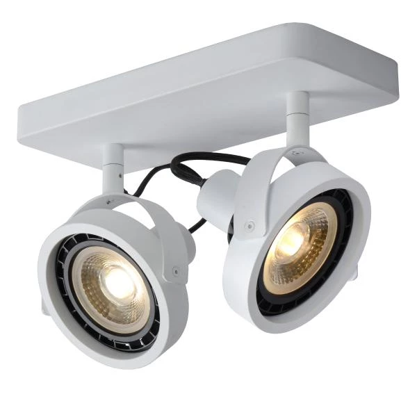 Lucide TALA LED - Spot plafond - LED Dim to warm - GU10 - 2x12W 2200K/3000K - Blanc - détail 3